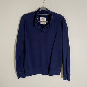 TNH Threads & Heirs blue collared quarter button pullover lightweight sweater